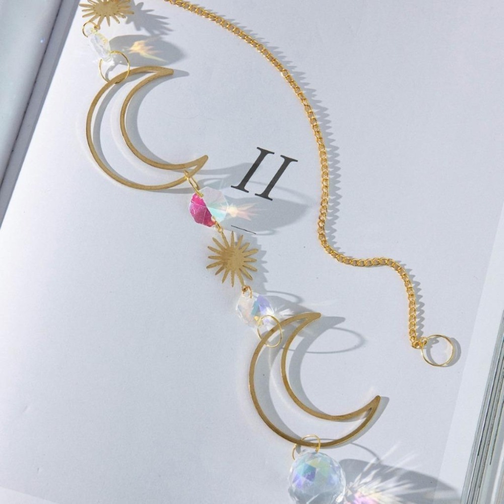 Suncatcher 簡約月牙太陽捕手｜月亮 水晶掛飾 日月星辰 歐美風 居家窗飾 喬遷禮物-細節圖3