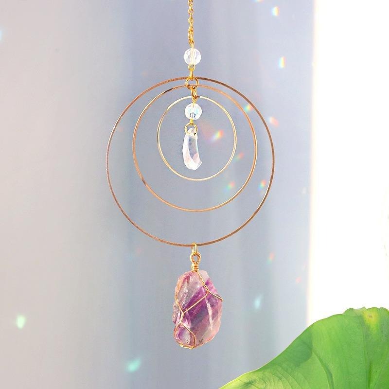 Suncatcher 原礦水晶多層金圈太陽捕手｜窗邊吊飾 掛飾 防小人招好運 禮物 民族風擺件-細節圖4