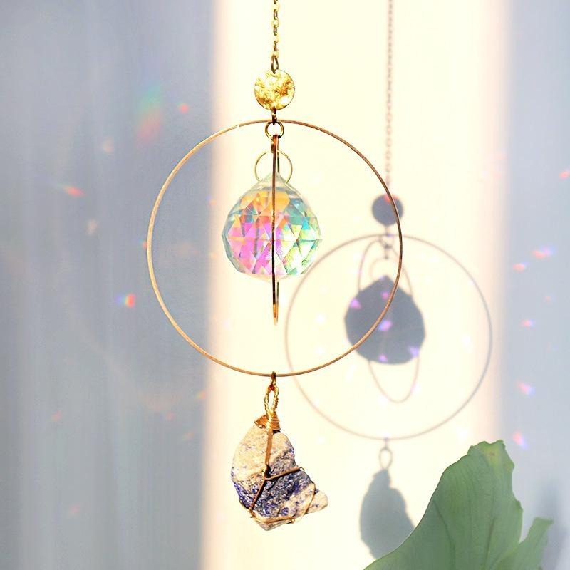 Suncatcher 原礦水晶多層金圈太陽捕手｜窗邊吊飾 掛飾 防小人招好運 禮物 民族風擺件-細節圖6