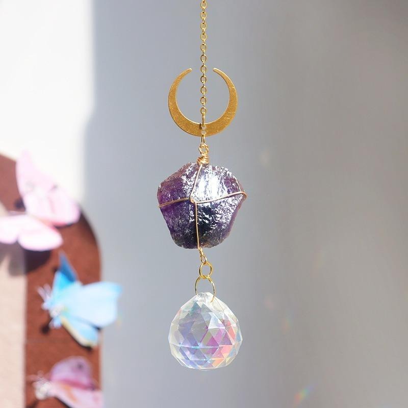Suncatcher 黃銅符號原石太陽捕手 風鈴 全視之眼 神聖符號 空氣鳳梨 陽光 捕夢網 窗戶 吊墜 房間 居家裝飾-細節圖8