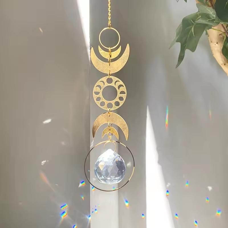 Suncatcher 月相水晶太陽捕手 風鈴 全視之眼 神聖符號 空氣鳳梨 陽光 捕夢網 窗戶 吊墜 房間裝飾 居家裝飾-細節圖5