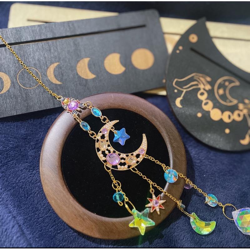 Suncatcher 日月彩鑽水晶稜鏡太陽捕手 風鈴 宇宙 神聖符號 極繁 陽光 捕夢網 窗戶 吊墜 房間裝飾 居家裝飾-細節圖7