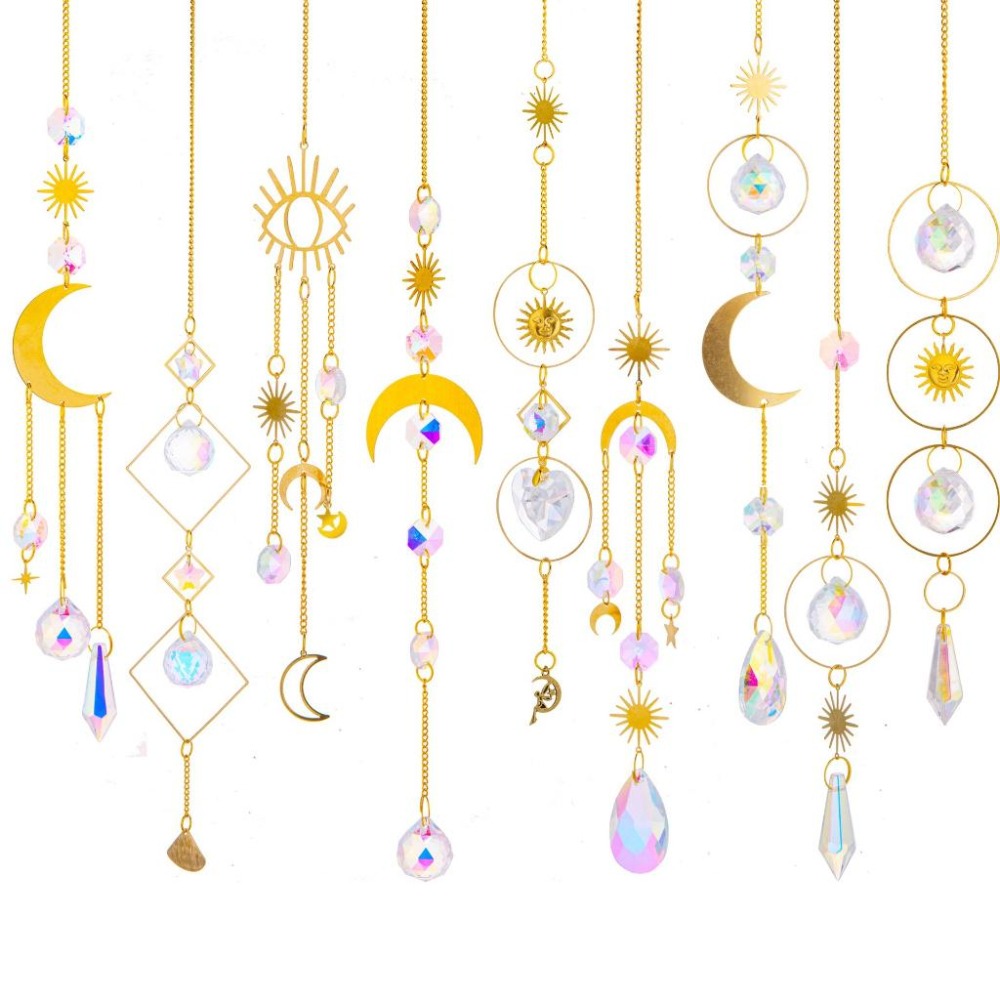 Suncatcher 黃銅 符號 水晶 風鈴 太陽捕手 空氣鳳梨 陽光 捕夢網 窗戶裝飾 吊墜 房間裝飾 居家裝飾 水晶-細節圖3