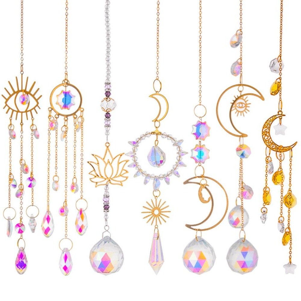 Suncatcher 黃銅 符號 水晶 風鈴 太陽捕手 空氣鳳梨 陽光 捕夢網 窗戶裝飾 吊墜 房間裝飾 居家裝飾 水晶-細節圖6