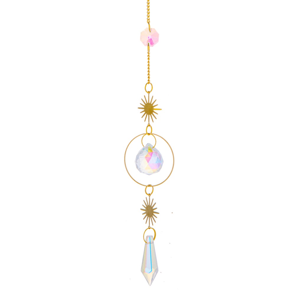 Suncatcher 黃銅 符號 水晶 風鈴 太陽捕手 空氣鳳梨 陽光 捕夢網 窗戶裝飾 吊墜 房間裝飾 居家裝飾 水晶-規格圖8
