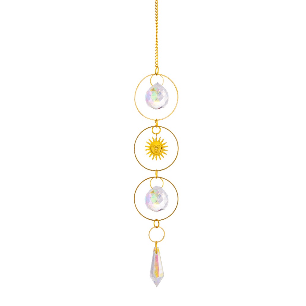 Suncatcher 黃銅 符號 水晶 風鈴 太陽捕手 空氣鳳梨 陽光 捕夢網 窗戶裝飾 吊墜 房間裝飾 居家裝飾 水晶-規格圖8