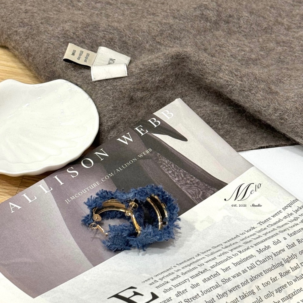 牛仔布材質多色款式邊鬚設計 耳環耳扣-規格圖8