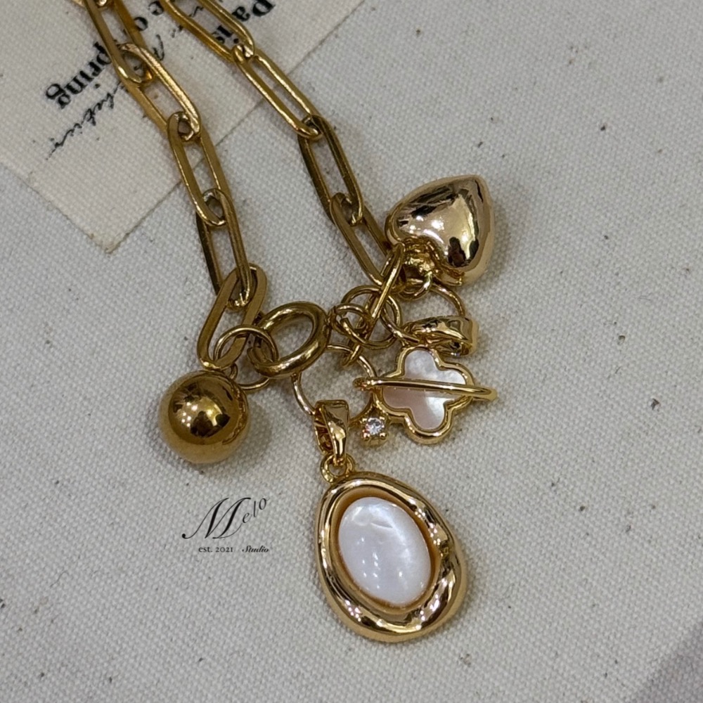 𝓶𝓮𝓵𝓸𝓼𝓮𝓵𝓮𝓬𝓽 Golden Age金邊貝母吊飾配件-細節圖8