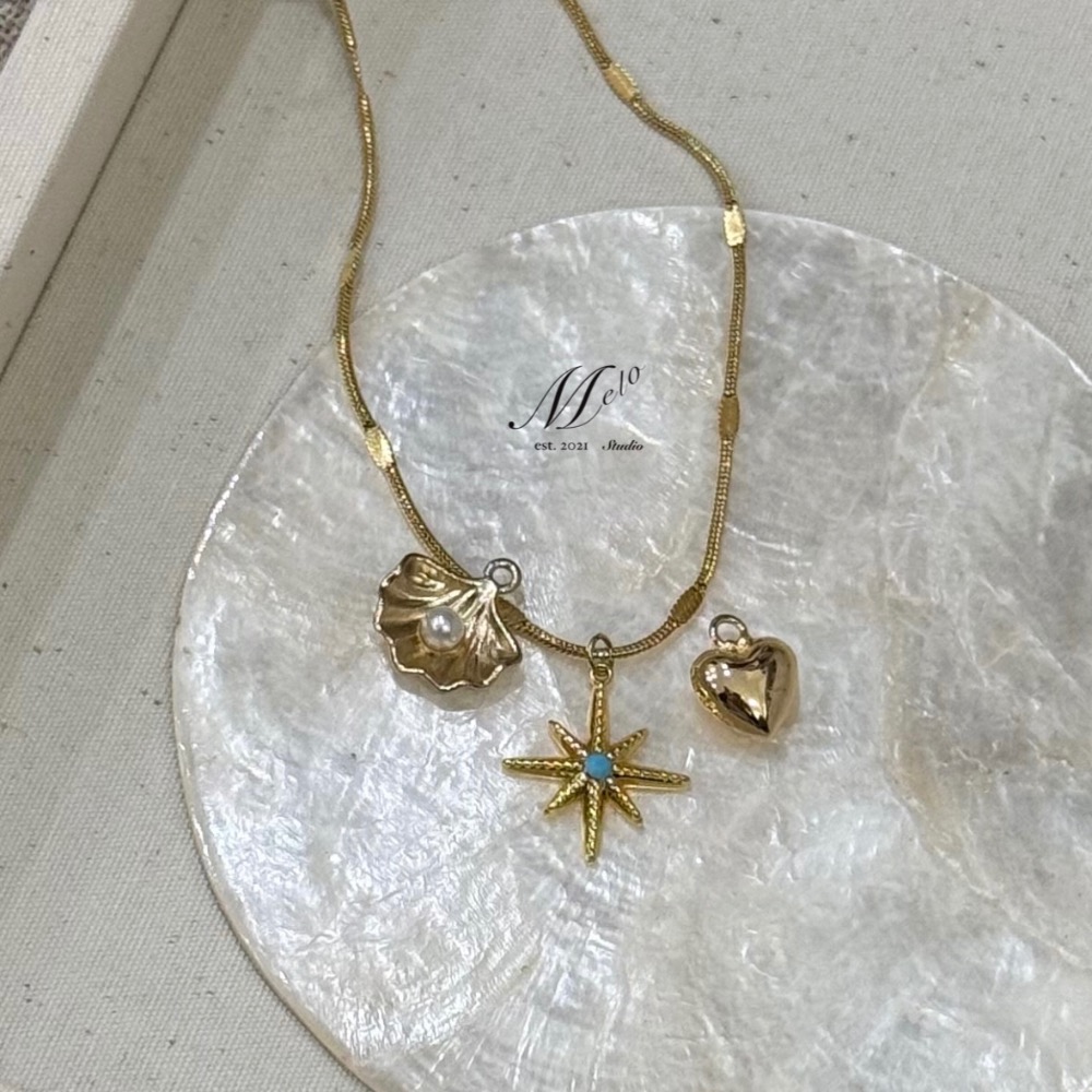 𝓶𝓮𝓵𝓸𝓼𝓮𝓵𝓮𝓬𝓽 Golden Age金邊貝母吊飾配件-細節圖10