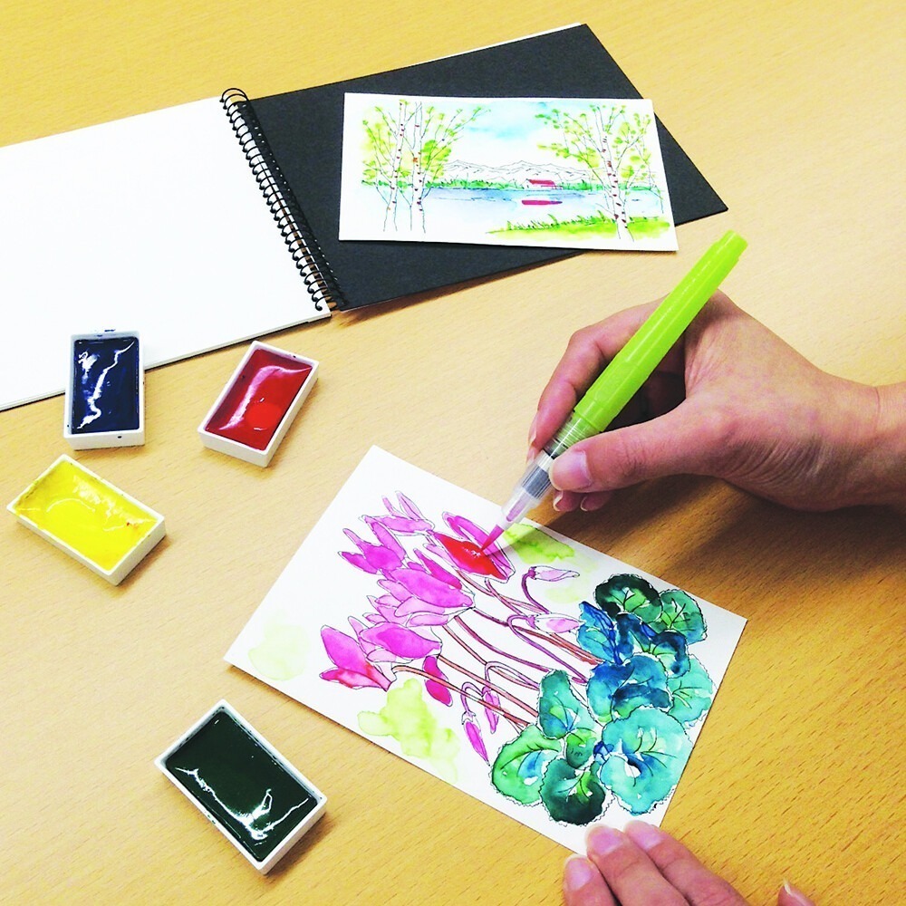 (現貨天天出)日本吳竹 Kuretake ZIG 吳竹水筆 自來水筆 水彩 國畫 大 中 小 平刷 KG205 日本進口-細節圖7