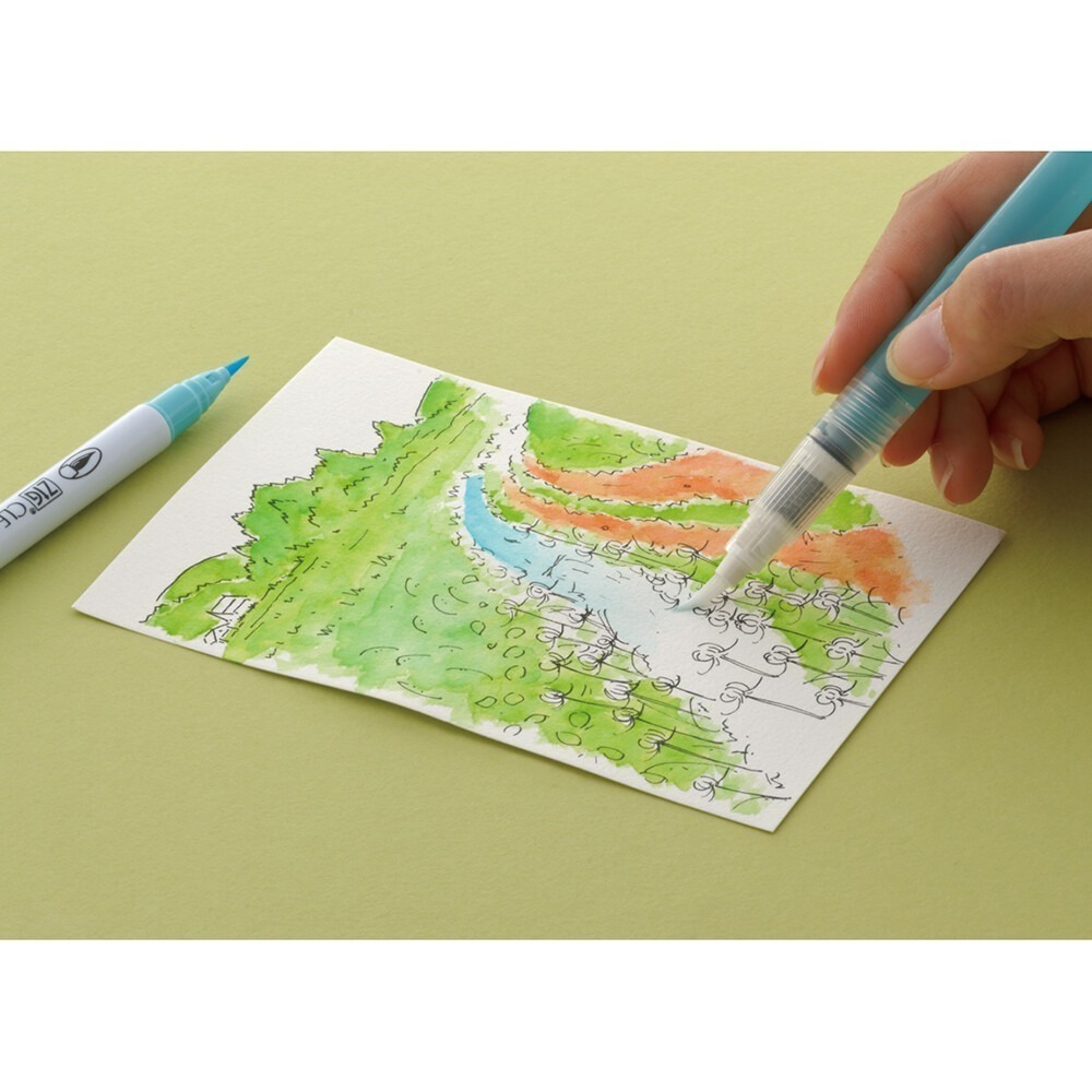 (現貨天天出)日本吳竹 Kuretake ZIG 吳竹水筆 自來水筆 水彩 國畫 大 中 小 平刷 KG205 日本進口-細節圖8