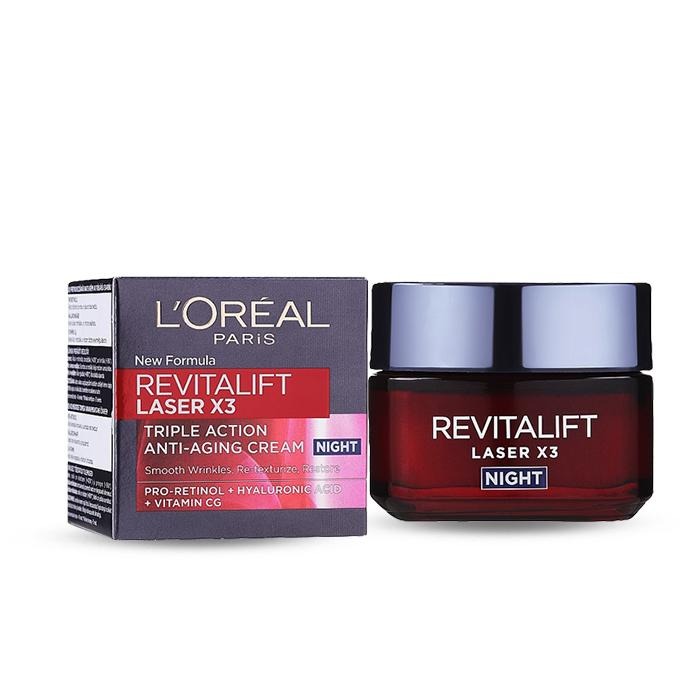 L＇OREAL 巴黎萊雅 LASER X3 激光煥白晚霜 50ml 乾燥肌 黑繃帶  3%普拉斯鏈 玻色因-PQ美妝-細節圖2
