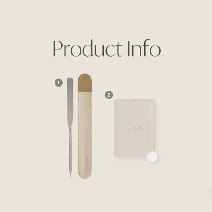 韓國 PICCASSO 畢卡索 粉底液調和棒 一入 贈保護套 調色板 粉底鏟 粉底棒 化妝工具 不銹鋼雙面-PQ美妝-細節圖4