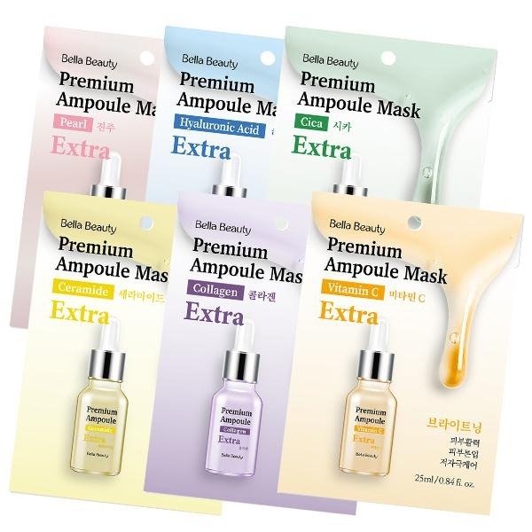 韓國 Bella Beauty 安瓶修護面膜 25ml/片 珍珠 玻尿酸 積雪草 膠原蛋白-PQ美妝-細節圖3