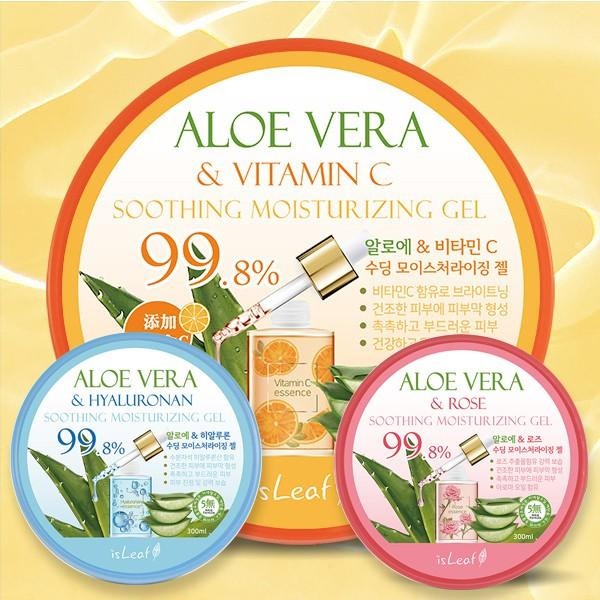 韓國 isLeaf 蘆薈保濕凝凍 300ml 玫瑰/玻尿酸/維他命C 蘆薈膠 凝膠 曬後調理-PQ美妝-細節圖7