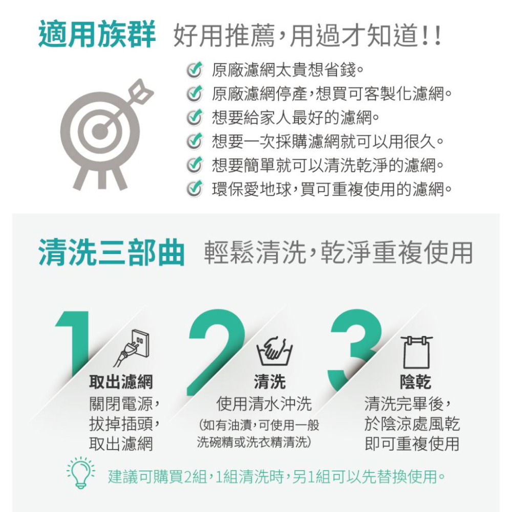 【Original Life】適用大同：TACR-1900PE-WI智能清淨機 長效可水洗 超淨化型清淨機濾網-細節圖8