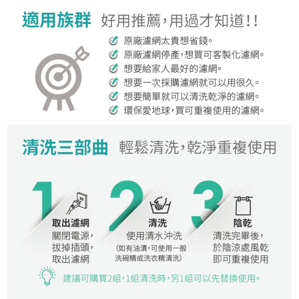 Original Life沅瑢 適用SHARP：KI-AX70、BX70、BX50 長效可水洗 空氣清淨機濾網-細節圖9