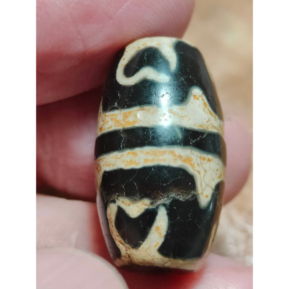 ㊙㊖⋩老山腳⋨㊖㊙廟寺供珠真品/藏區回流火供鈣化蓮花虎牙達洛天珠/ Dzi046火供鈣化蓮花虎牙達洛天珠，歡迎請供。-細節圖2