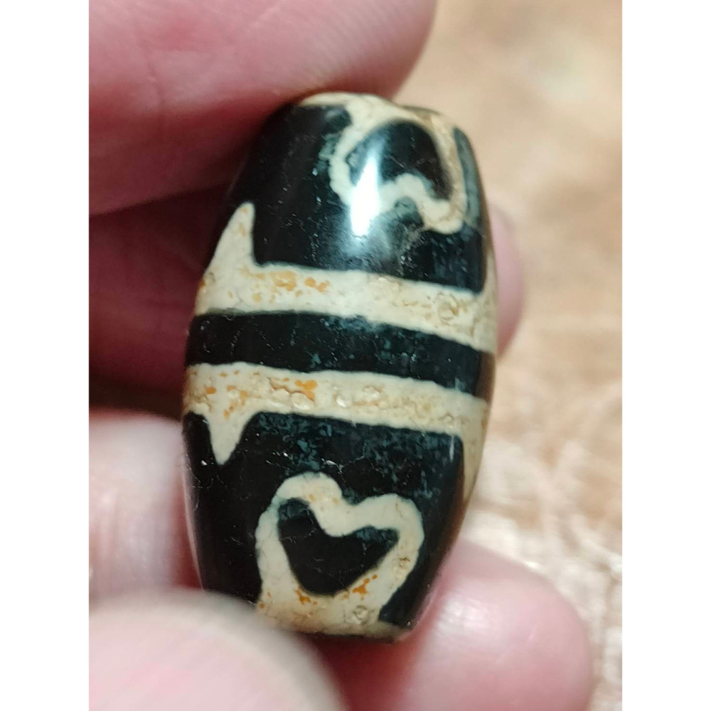 ㊙㊖⋩老山腳⋨㊖㊙廟寺供珠真品/藏區回流火供鈣化蓮花虎牙達洛天珠/ Dzi046火供鈣化蓮花虎牙達洛天珠，歡迎請供。-細節圖5