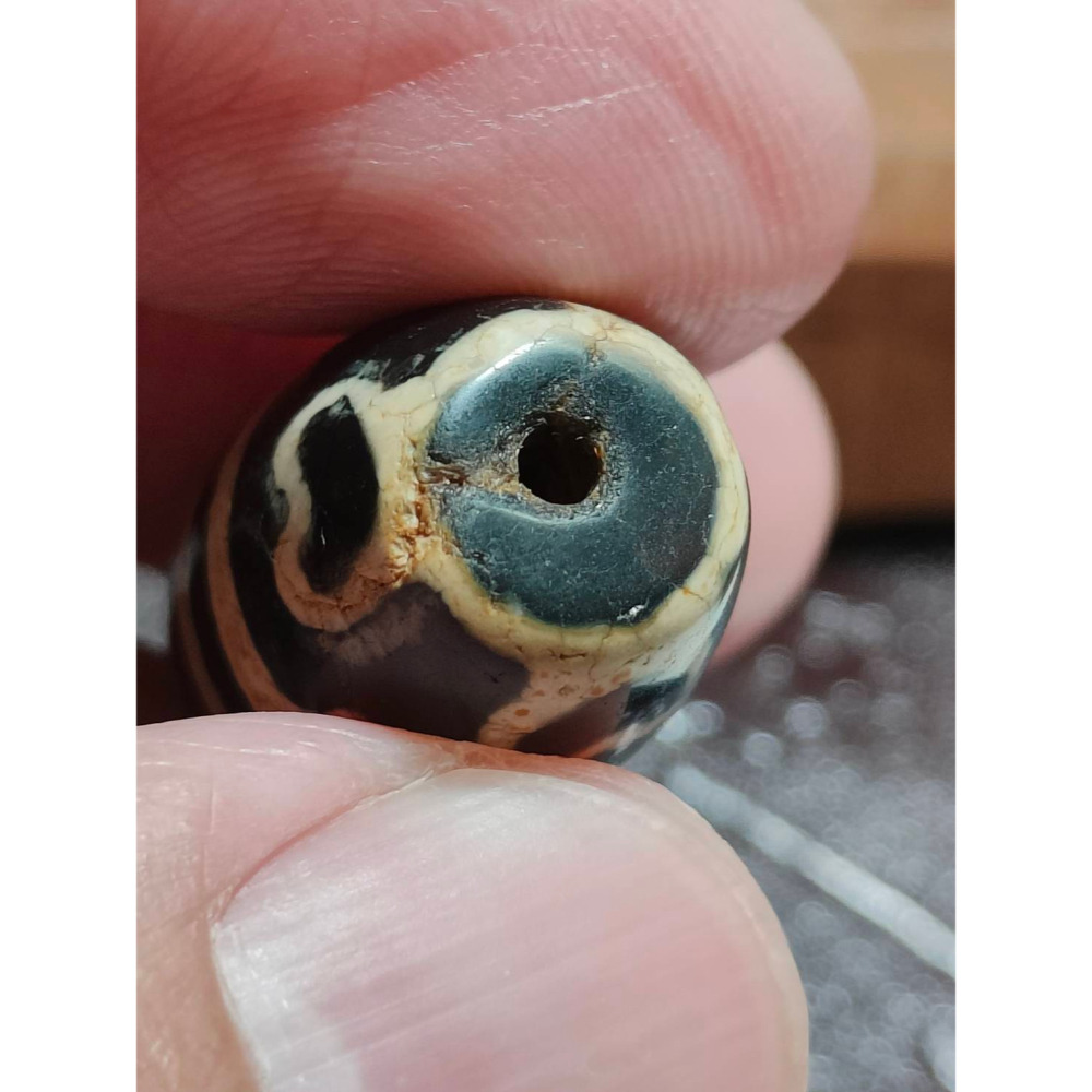 ㊙㊖⋩老山腳⋨㊖㊙廟寺供珠真品/藏區回流火供鈣化蓮花虎牙達洛天珠/ Dzi046火供鈣化蓮花虎牙達洛天珠，歡迎請供。-細節圖7