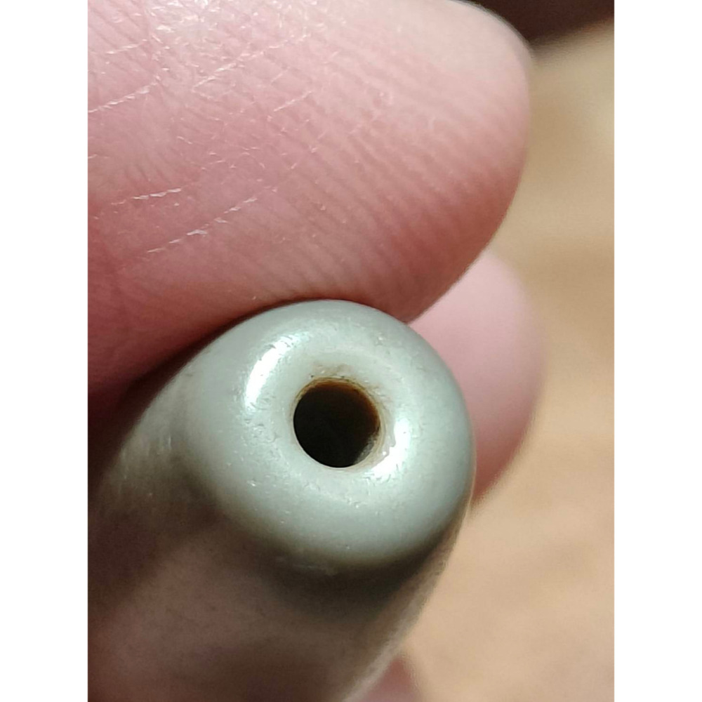 ㊙㊖⋩老山腳⋨㊖㊙藏區回流真品/灰皮老料特殊金剛三眼天珠/ Dzi047 灰皮風化漂亮，歡迎有綠人請供!!-細節圖7