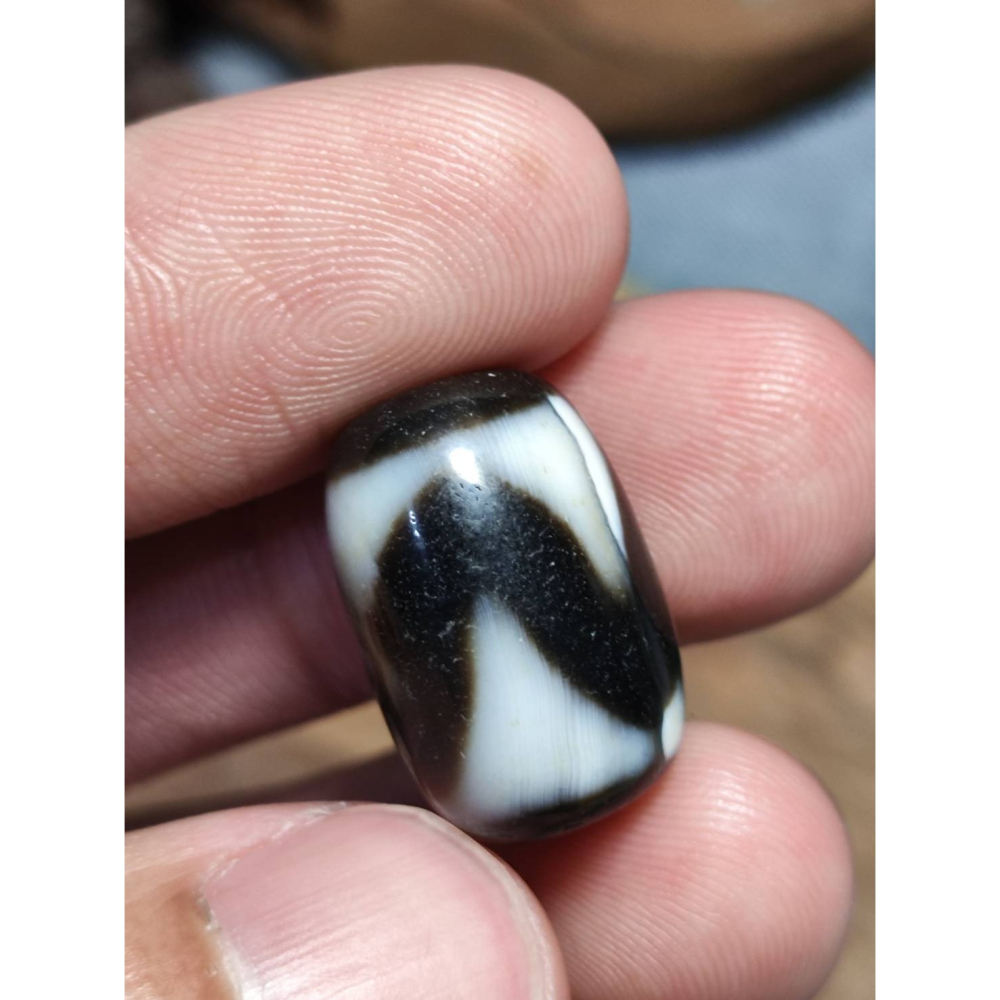 老山腳 藏區回流早期虎牙天珠 yzi403-細節圖6