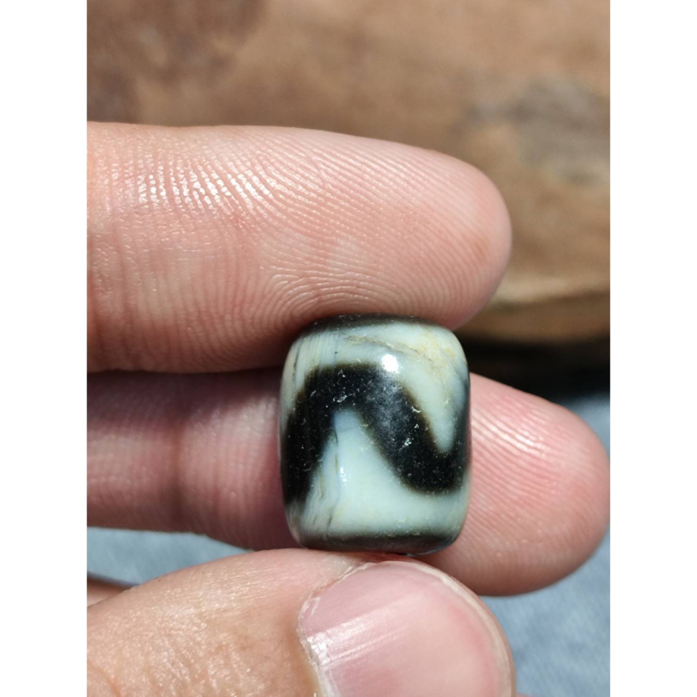 老山腳 藏區回流早期虎牙天珠 yzi404-細節圖3