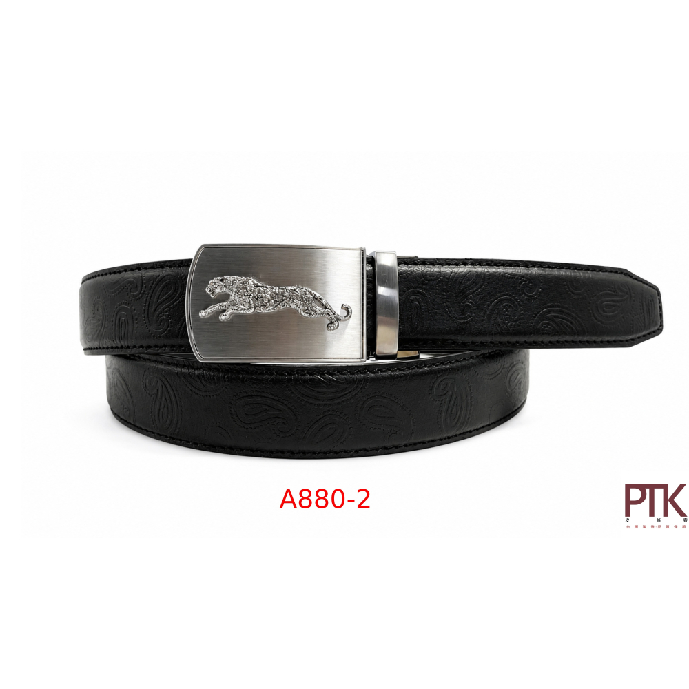 鑽豹二層牛皮掀蓋自動皮帶 A880-1~A880-4【PTK皮條客】-細節圖4