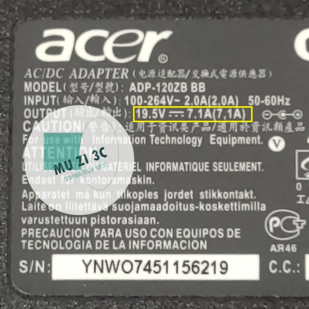適用【ACER】19V / 7.1A 孔徑5.5*1.7mm 變壓器 筆電電源供應器 ADP-120【木子3C】-細節圖2