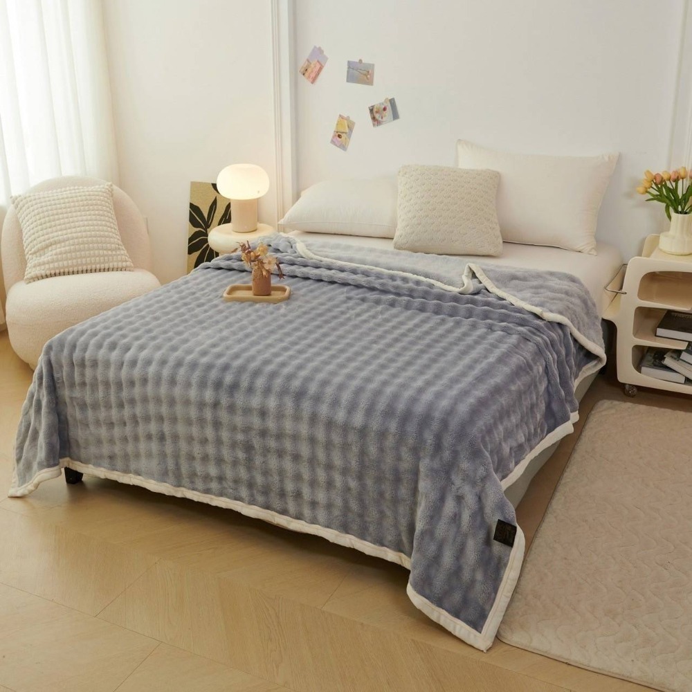 【台灣現貨】Crocodile高克重泡泡兔毛毯-細節圖9