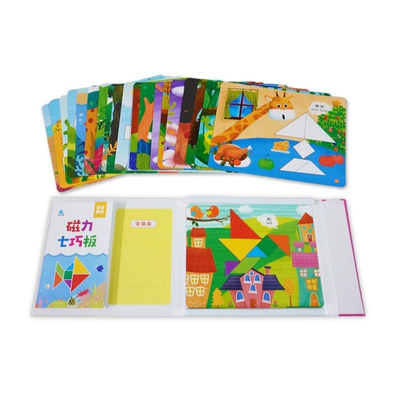 京采．益智教具－磁力七巧板（含7片磁力七巧板＋40種遊戲卡）-細節圖4