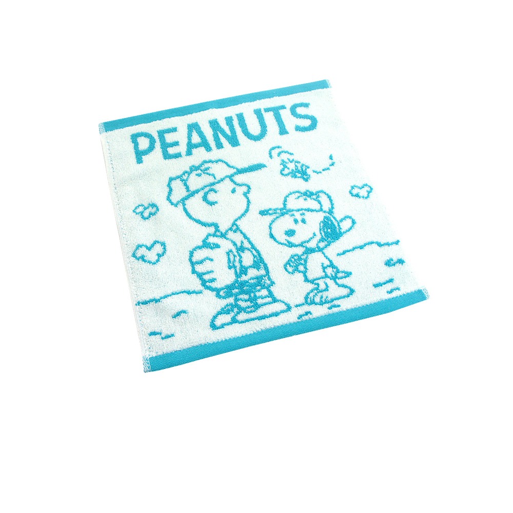 SNOOPY史努比- MIT純棉撞色緹花小方巾/手帕_棒球款_22*22cm SN005【MORINO】-細節圖2