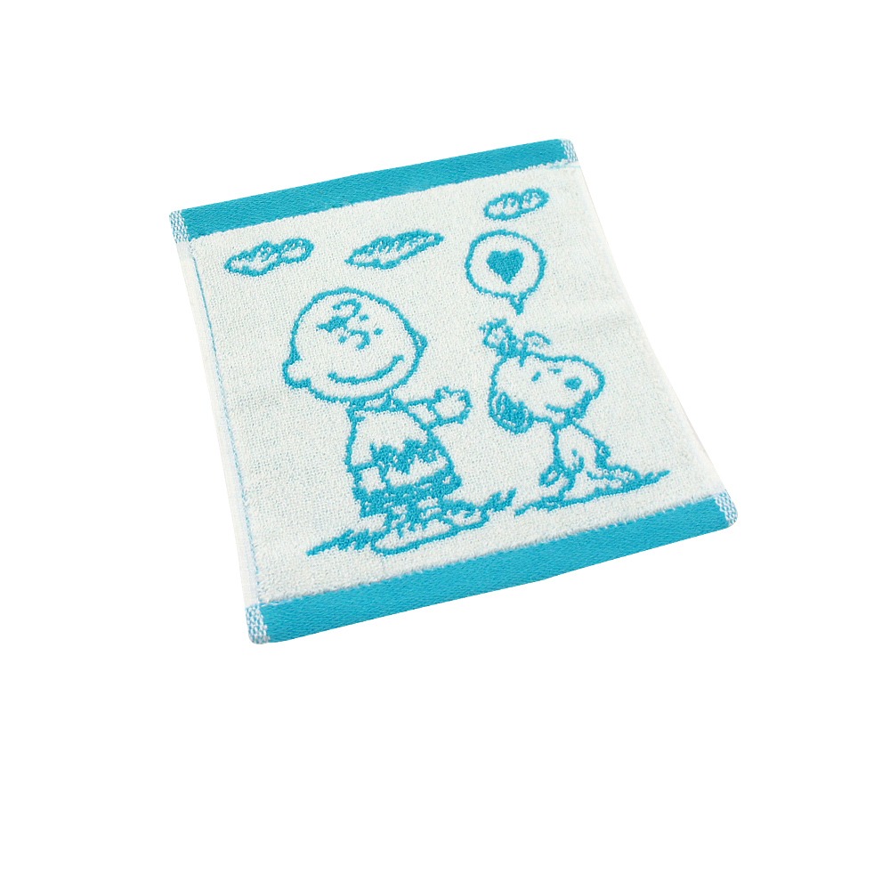 SNOOPY史努比- MIT純棉撞色緹花小方巾/手帕_愛心款_22*22cm SN004【MORINO】-細節圖2