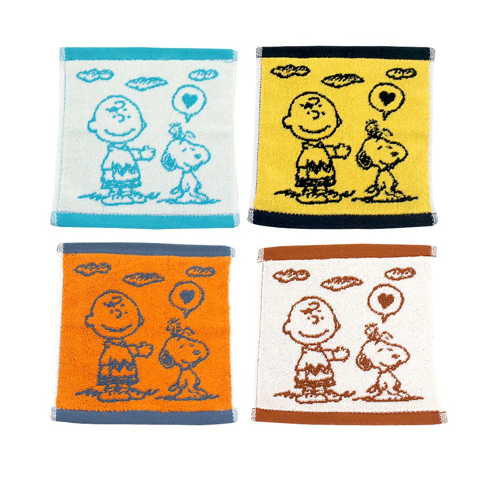 SNOOPY史努比- MIT純棉撞色緹花小方巾/手帕_愛心款_22*22cm SN004【MORINO】-細節圖6