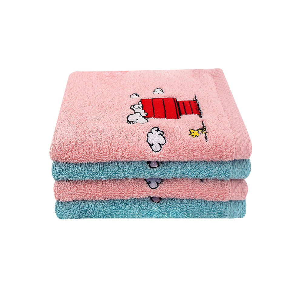 SNOOPY史努比-【超值4條組】MIT經典紅屋刺繡純棉方巾_33*35cm SN101【MORINO】-細節圖6