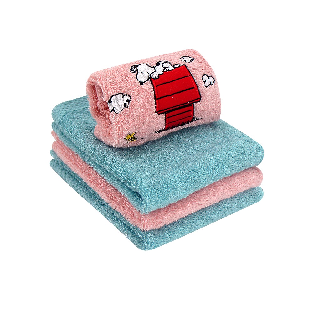 SNOOPY史努比-【超值4條組】MIT經典紅屋刺繡純棉方巾_33*35cm SN101【MORINO】-細節圖7