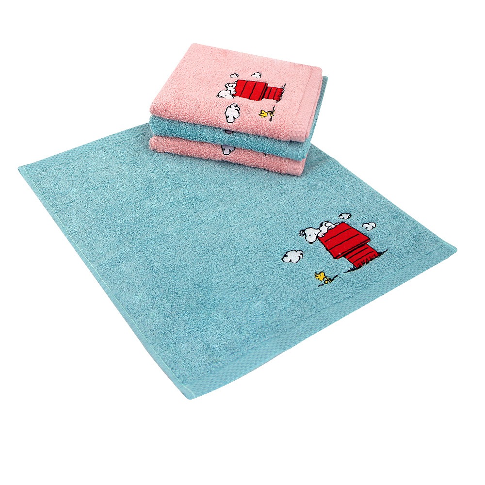 SNOOPY史努比-【超值4條組】MIT經典紅屋刺繡純棉方巾_33*35cm SN101【MORINO】-細節圖8