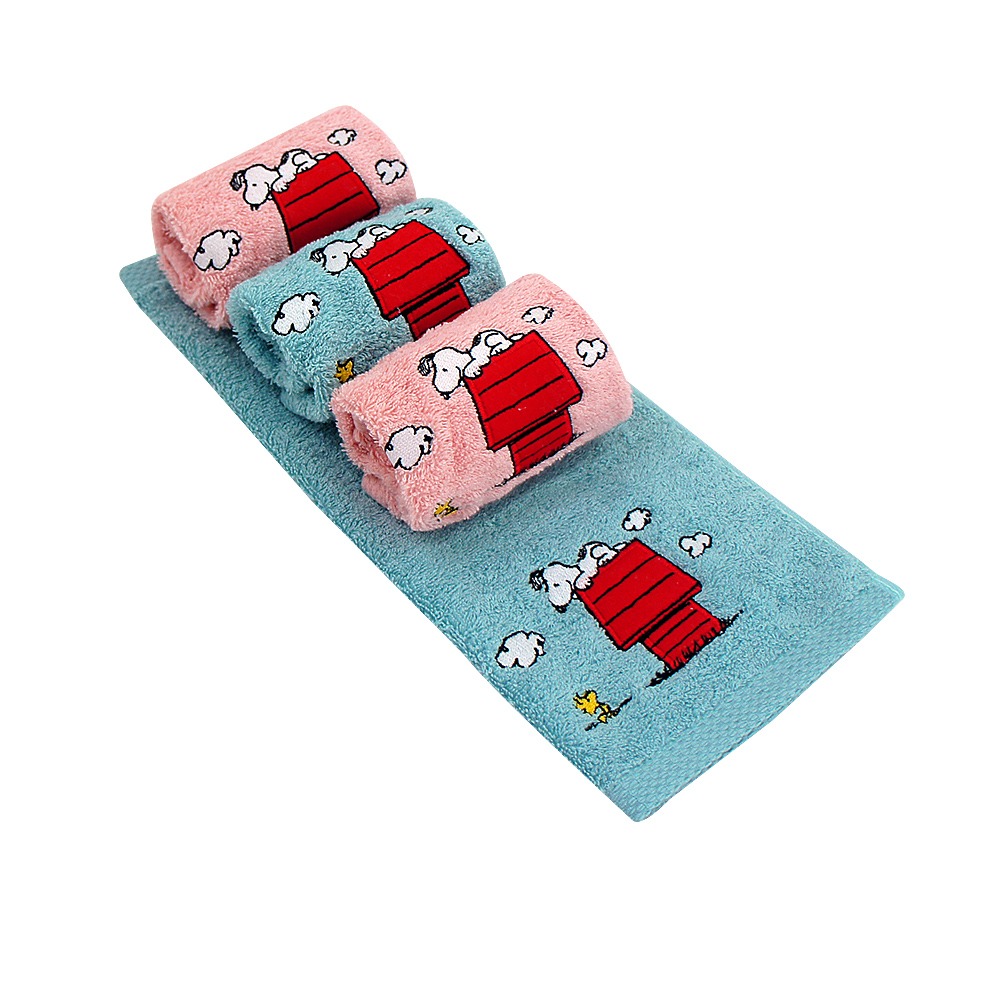 SNOOPY史努比-【超值4條組】MIT經典紅屋刺繡純棉方巾_33*35cm SN101【MORINO】-規格圖8