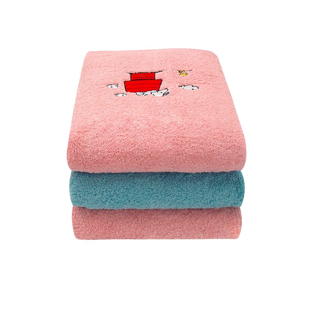 SNOOPY史努比- (超值2條組)MIT經典紅屋刺繡純棉浴巾_70*130cm SN401【MORINO】-規格圖5