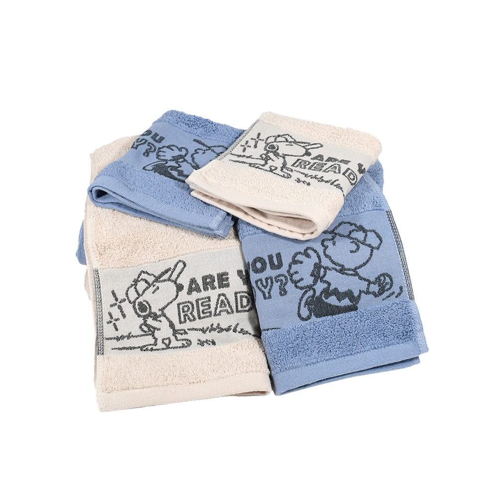 SNOOPY史努比素色緞檔緹花方毛浴巾組  SN114+313+414【MORINO】-細節圖8