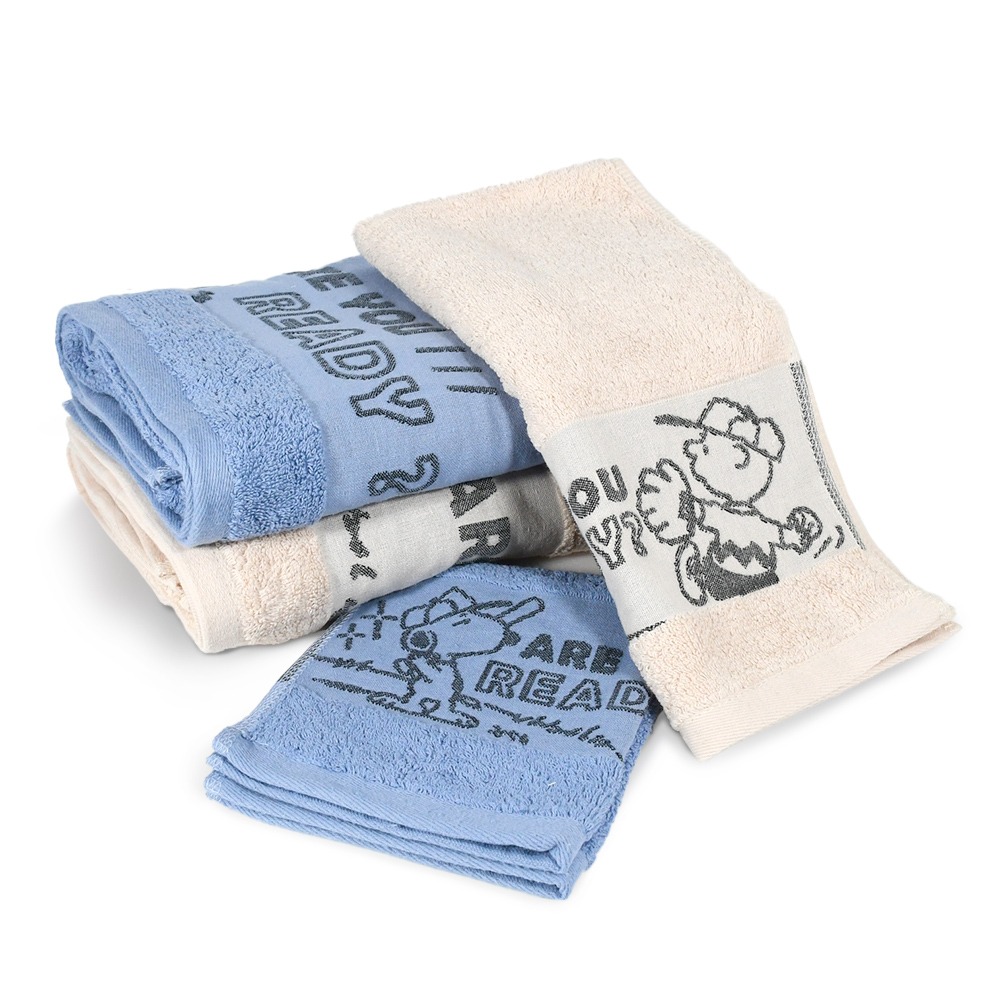 SNOOPY史努比素色緞檔緹花方毛浴巾組  SN114+313+414【MORINO】-細節圖9