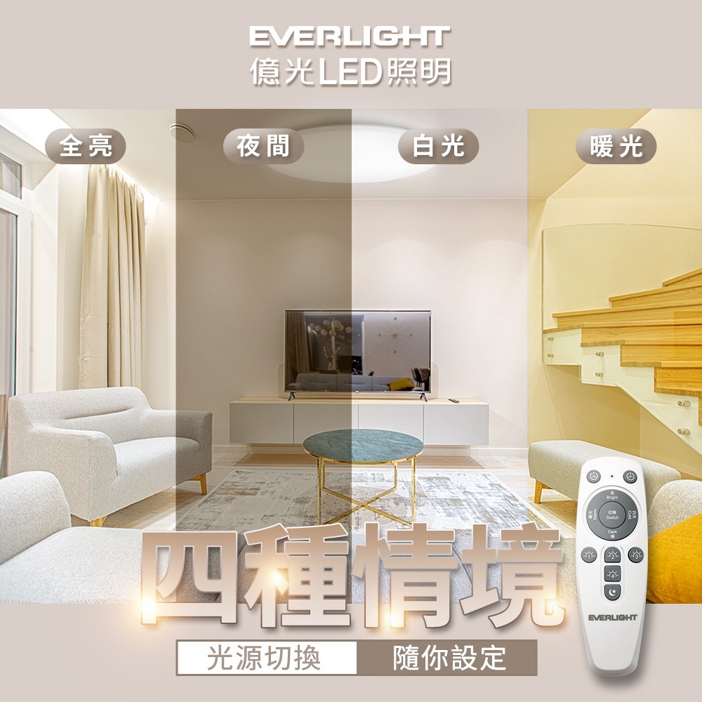 億光EVERLIGHT 30W/50W 星樂 LED遙控調光調色吸頂燈 2年保固-細節圖3