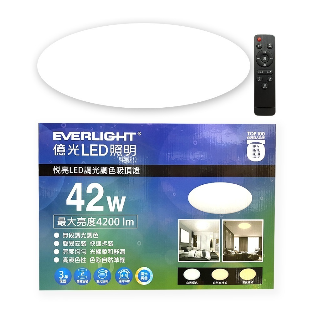 億光EVERLIGHT 42W/60W/80W 悅亮  LED遙控吸頂燈 3年保固-規格圖8