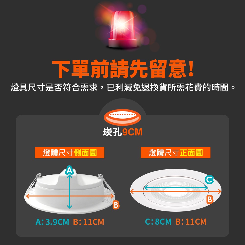 舞光 7CM/9CM崁孔 5W/8W 浩瀚 LED廣角崁燈 白框 2年保固(白光/自然光/黃光)-細節圖4