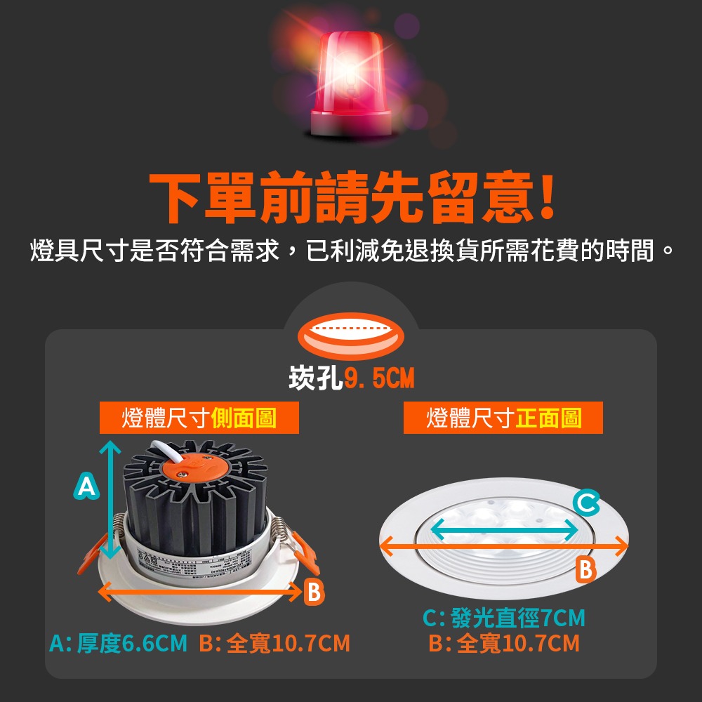 30入組 舞光 7.5CM/9.5CM崁孔 5W/8W/15W 微笑 LED崁燈 白殼/黑殼 (白光/黃光/自然光)-細節圖6