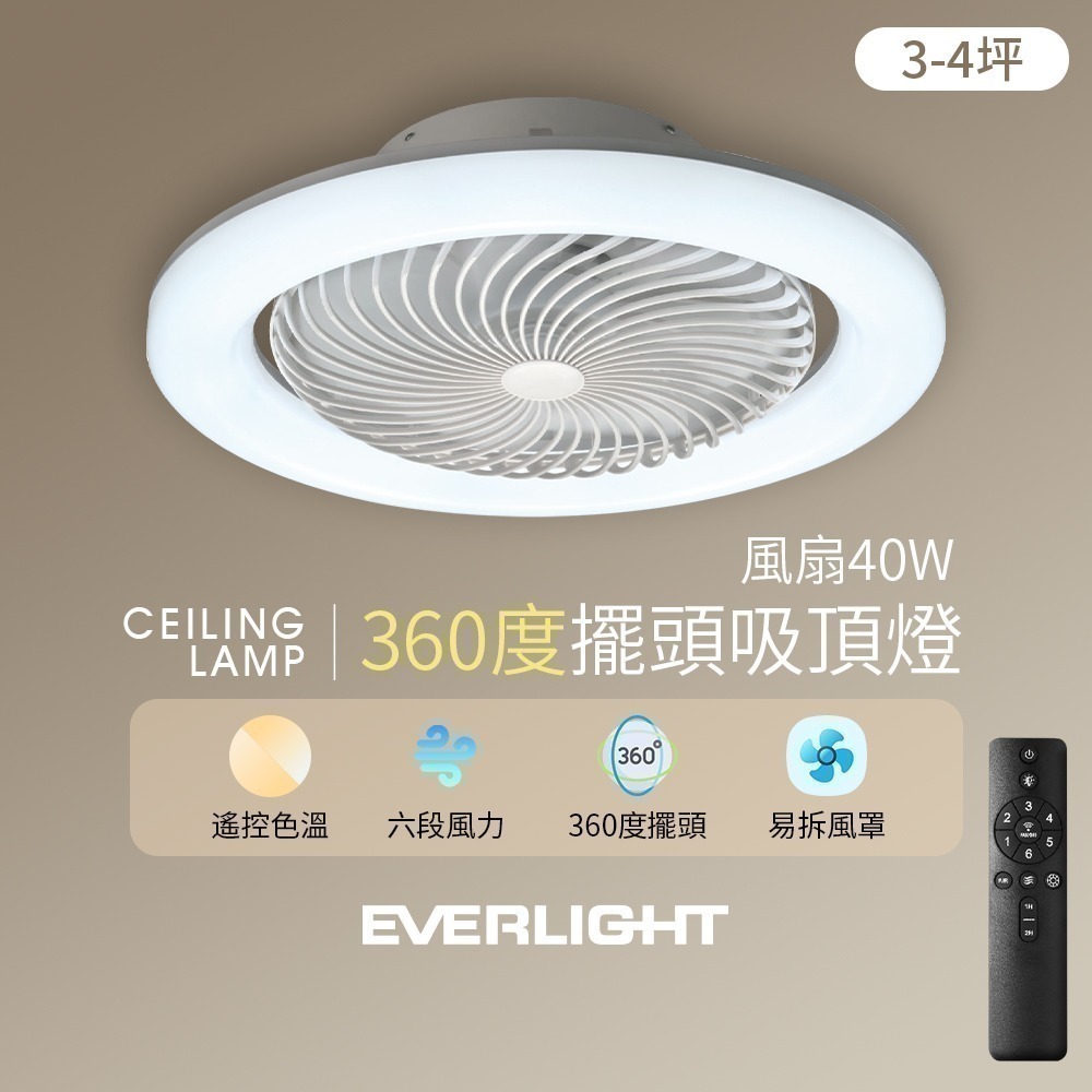 億光EVERLIGHT 40W 360度 循環風扇 LED 調色遙控吸頂燈-細節圖2
