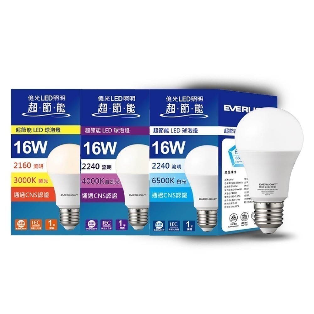 20入組 億光EVERLIGHT 10W/13W/16W 超高效環保LED燈泡 黃光/自然光/白光-規格圖3