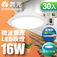 30入組 舞光 15CM崁孔 16W LED微波感應崁燈 一體成型 2年保固(白光/自然光/黃光)