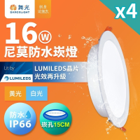 4入組 舞光 16W LED崁燈 崁孔15cm 尼莫防水嵌燈 IP66防塵防水坎燈(白光/黃光)