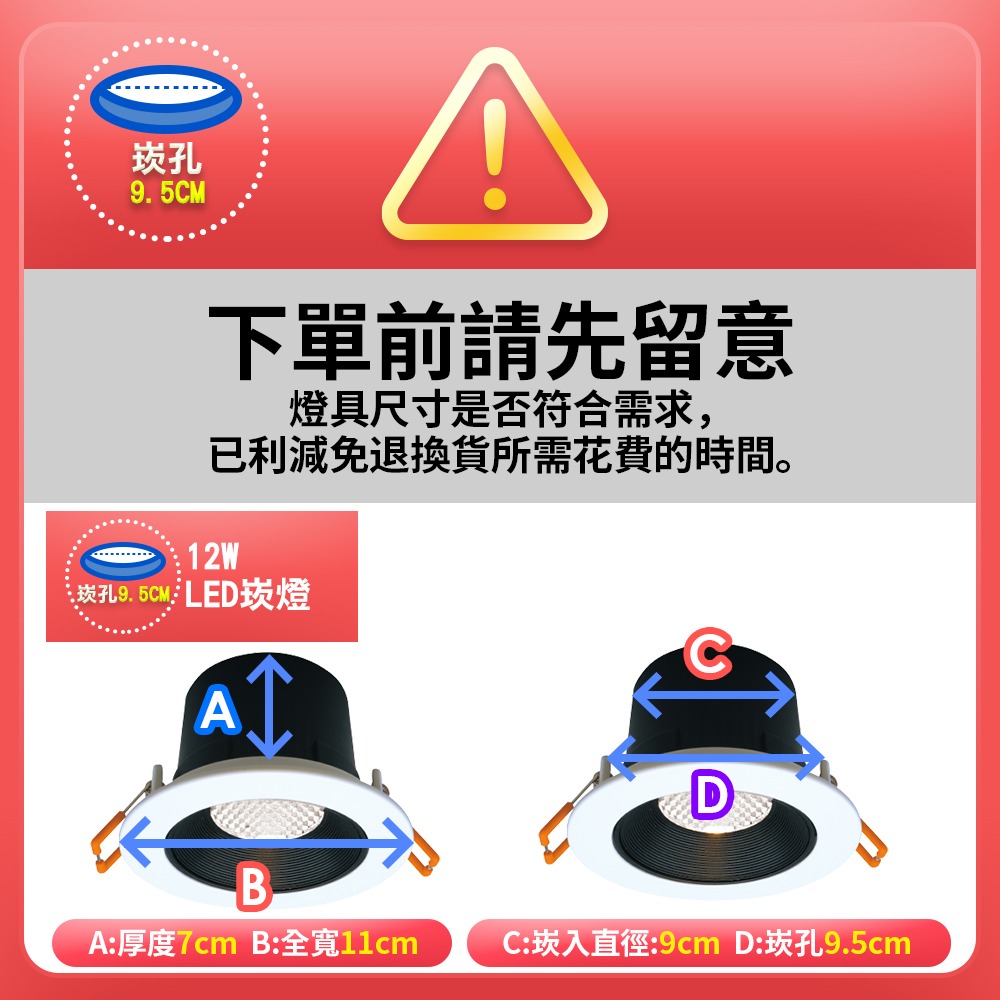 30入組 舞光 12W 白/黑框馬修蜂巢防眩崁燈 崁孔9.5cm嵌燈 LED 坎燈 24度窄角投射(白光/黃光/自然光)-細節圖4